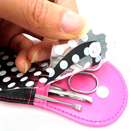 Hotpink Polka Dot Flip Flop Manicure Set - Pack of 6 Travel Kits