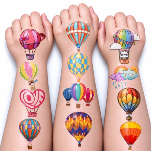 96-Pack Hot Air Balloon Temporary Tattoos for Kids – Pre-Cut Party Favors