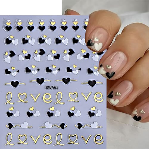 Dulyork A1 Valentines Day 3D Heart Nail Stickers 8 Sheets for Nail Art