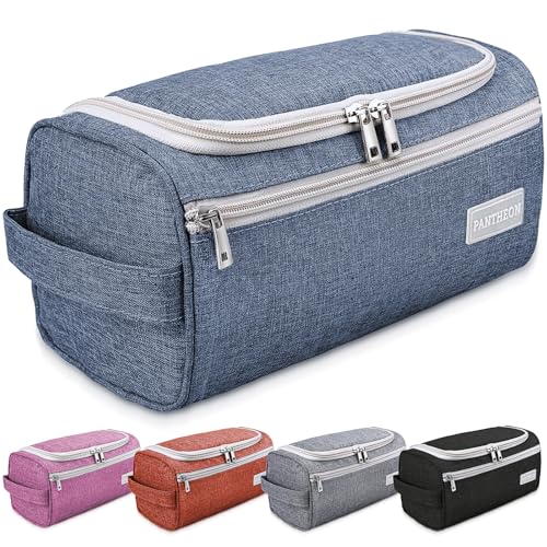 Pantheon Blue Hanging Travel Toiletry Bag for Men, Dopp Kit