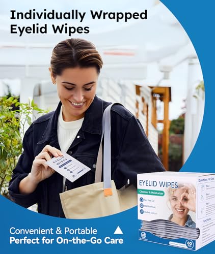 60-Count Tea Tree Oil Eyelid Cleansing Wipes for Dry Eye Relief