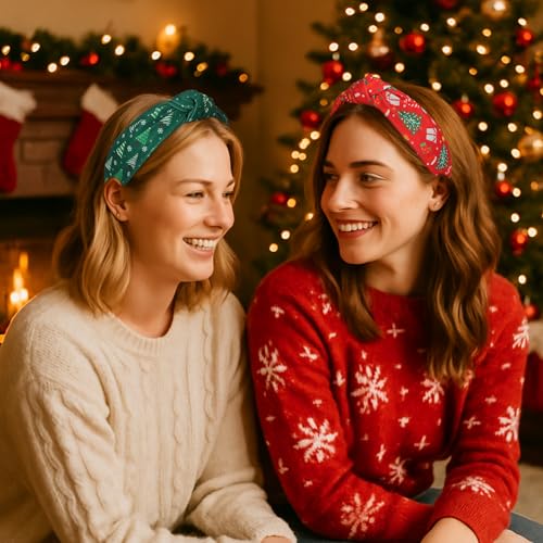 IDDFEVE 3-Pack Christmas Headbands for Women - Red & Green Tree Holiday Hair Accessories