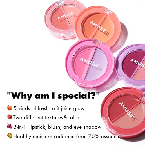 Amuse Seoul BOKSOONGA Lip & Cheek Balm - Multiuse Cream & Glossy Blush, 2 Colors, Vegan, Korean Beauty