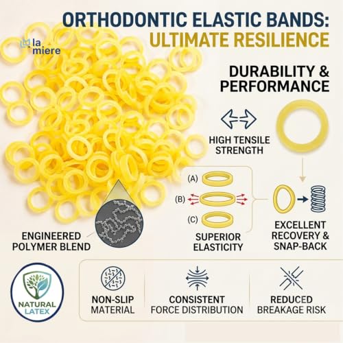 Medium 1/4" Dental Rubber Bands - 300 Count Elastic Packs