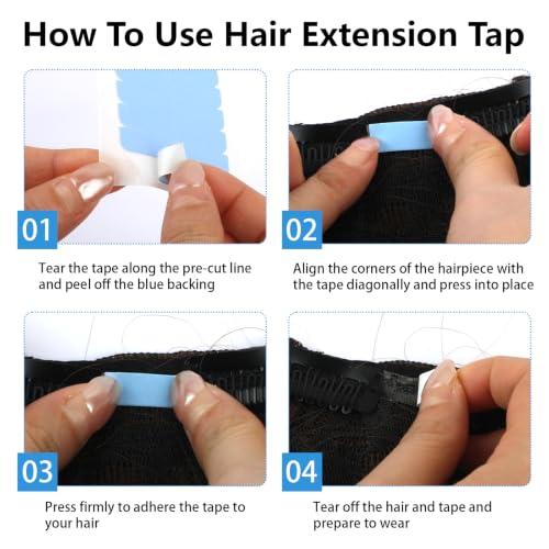 Opvixi Blue Hair Extension Tape Adhesive - 432 Pcs for Seamless Fit