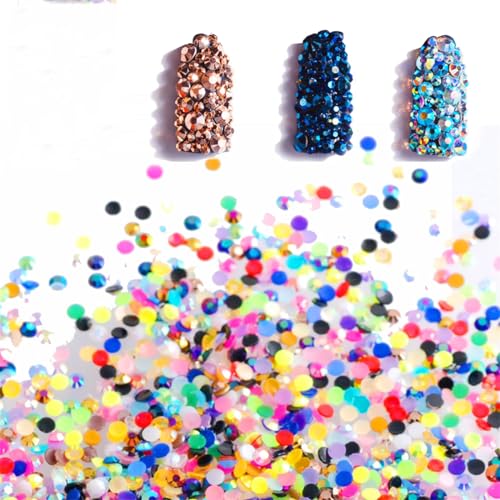 Kzkcy Flatback Rhinestones 1250Pcs SS20 5mm AB Black Purple Red Glitter Gems