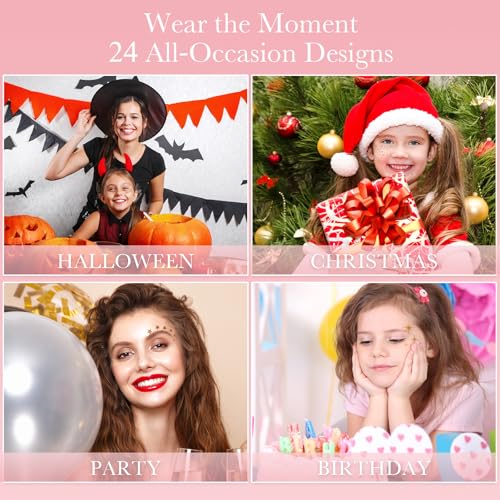 24PCS Waterproof Gold Glitter Face Tattoos for Festivals