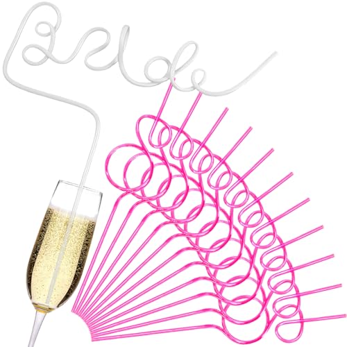 12PCS Bachelorette Party Straws Set - Bride & Pink Diamond Ring