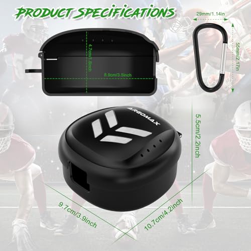ARGOMAX Ventilated Mouth Guard Case with Carabiner Clip - Black & White
