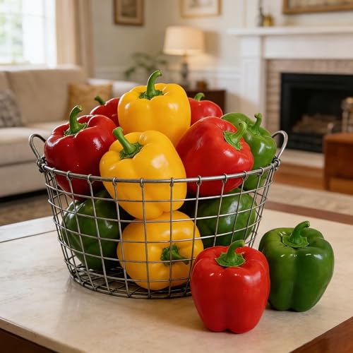 6-Piece Artificial Bell Pepper Set - Lifelike Decorative Vegetables
