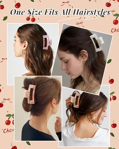 Mesovor Bow Cherry Print Hair Claw Clips - 3 Pack, 3.54"