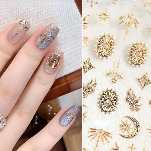 5D Gold Moon & Star Nail Stickers for DIY Nail Art