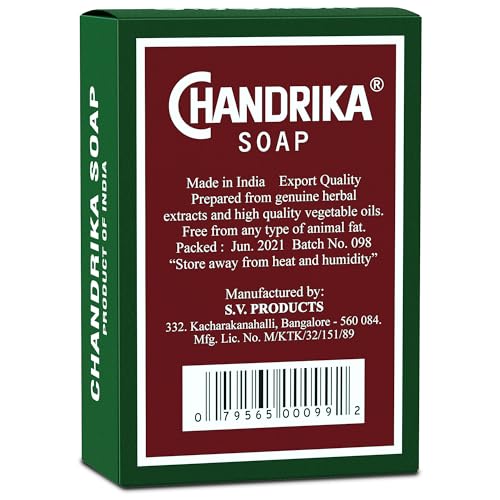 Chandrika Ayurvedic Soap - 100% Natural Vegan Bar Soap, 4-Pack