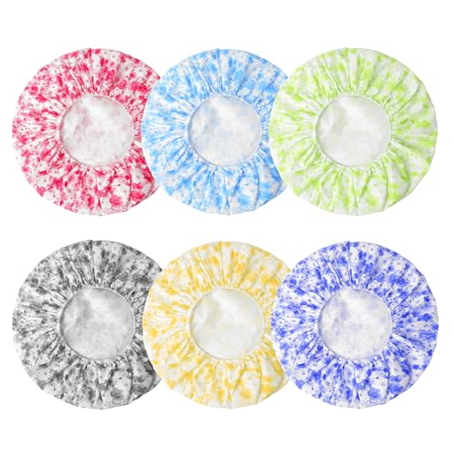 6 Pack Reusable Waterproof Shower Caps for Women - PEVA Hair Cover