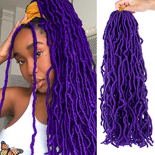 ZRQ 24 Inch Purple New Soft Faux Locs Crochet Braiding Hair - 7 Packs