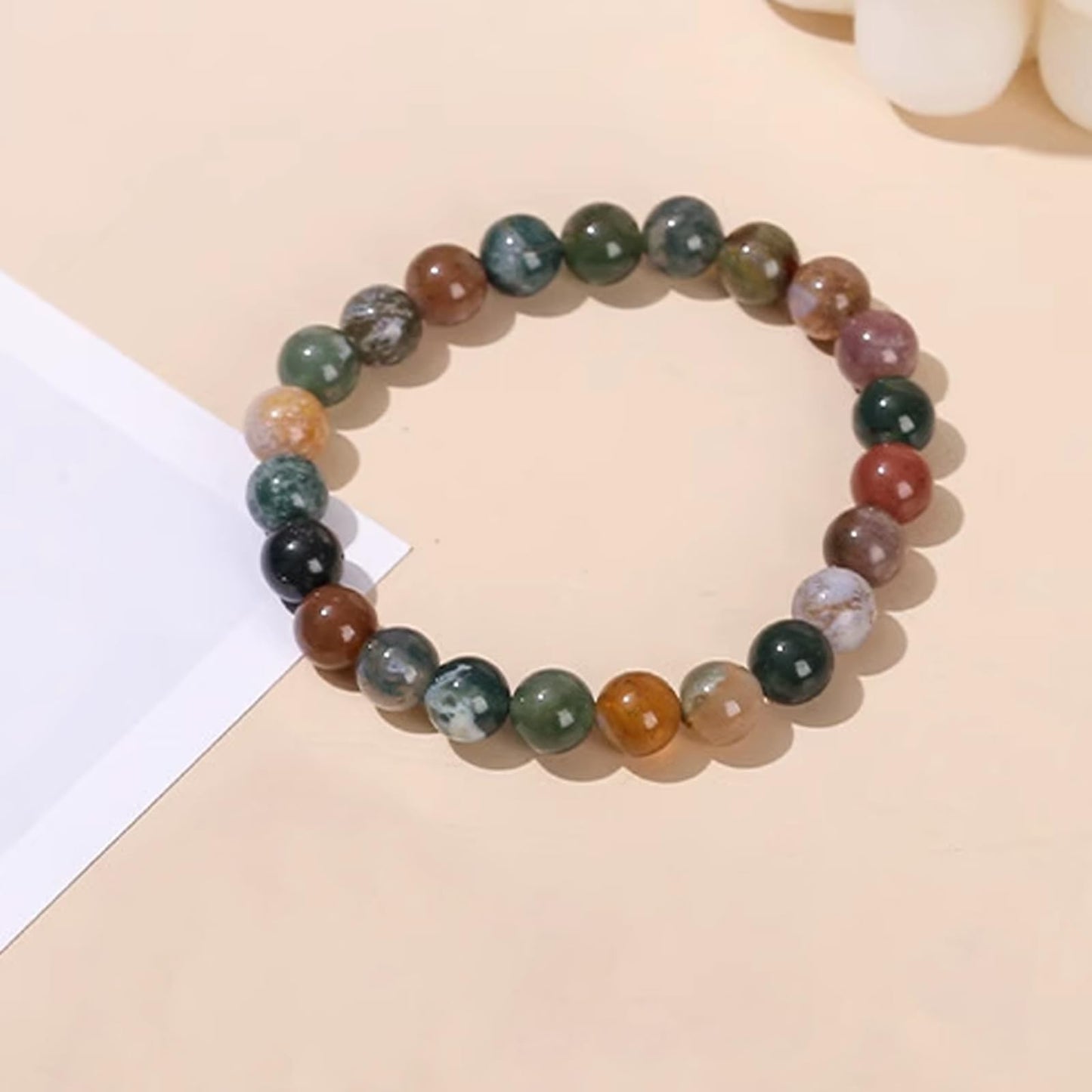 Handmade 10mm Retro Synthetic Gemstone Healing Bracelet for Women – Stretch Elastic Beaded Jewelry Gift (1 Piece)