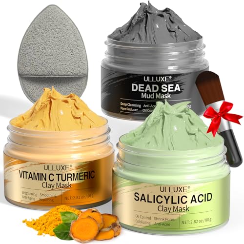 Facial Clay Mask Set - Vitamin C, Dead Sea Mud & Salicylic Acid Masks