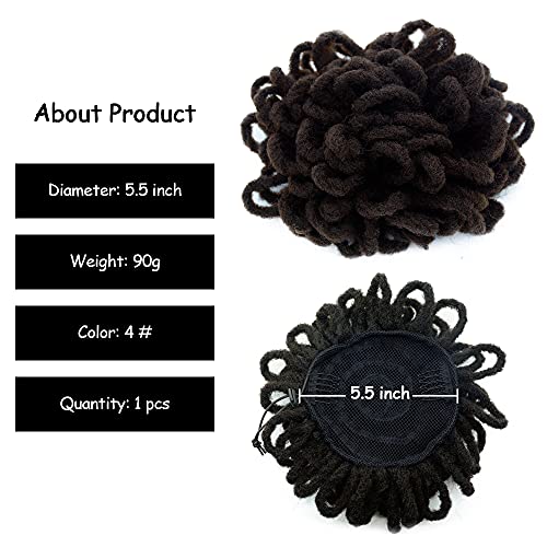 Yinmei Baibian 8 Inch Afro Puff Drawstring Ponytail - Faux Locs Bun Hair Extensions for Black Women (Color 4#)