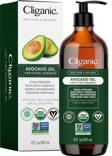 Cliganic Organic Avocado Oil - 100% Pure Cold-Pressed Carrier Oil (8oz)