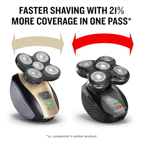 Remington Balder Pro XR7000 Head Shaver for Bald Men, Cordless Electric Razor, 5 Dual Track Rotary Blades, Waterproof Wet/Dry, Lithium Rechargeable, Hair Capture Chamber, Pop-Up Trimmer