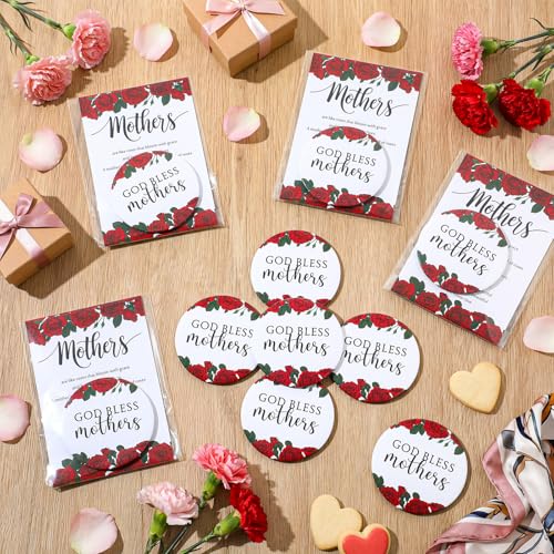 25 Pcs Rose Compact Mirrors with Prayer Cards for Mother's Day