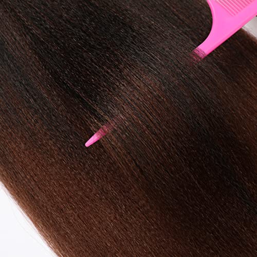 Braiding Hair Pre Stretched 24 Inch 8 Packs Ombre Braiding Hair Professional Soft Yaki Texture, Hot Water Setting Hair Extensions for Braids (24in,1B/30)