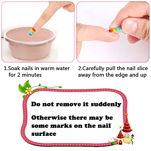 JANYUN 96 Pcs Kids Fake Nails - Short Acrylic Nail Art Set