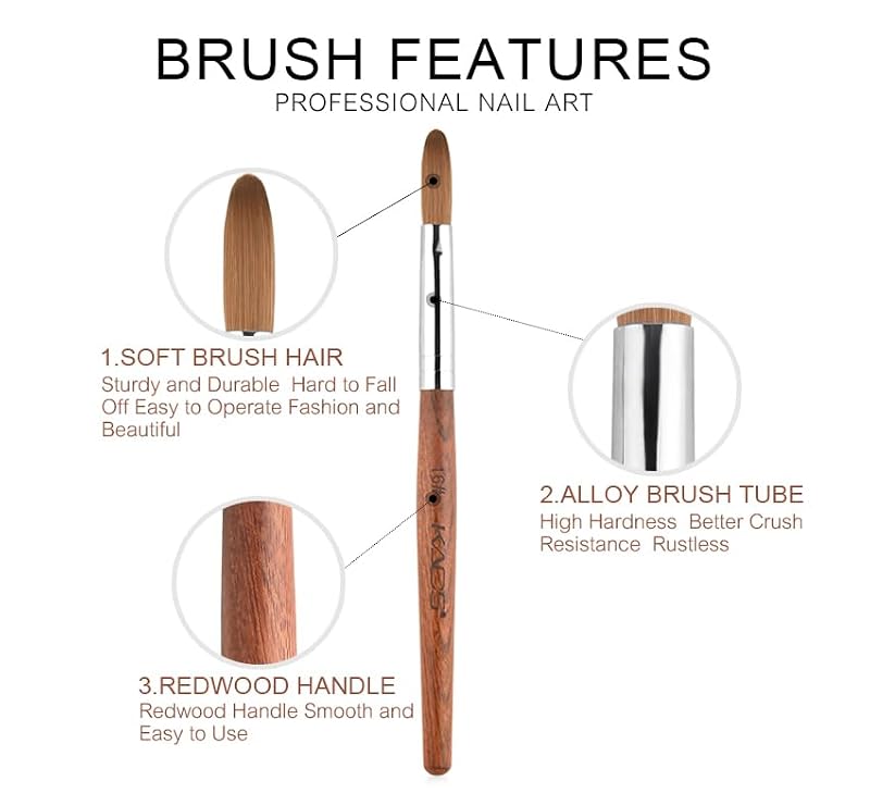 KADS 16# Kolinsky Nail Brush – Oval Crimped Handle for Acrylic Nails