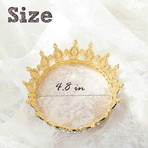 Foyte Pink Baroque Queen Crown Tiara for Wedding Brides Headpiece Rhinestone
