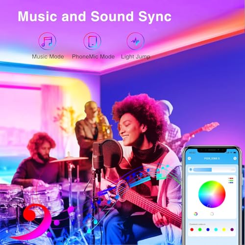 TJOY 25ft LED Strip Lights - RGB Color Changing with Remote & App Control