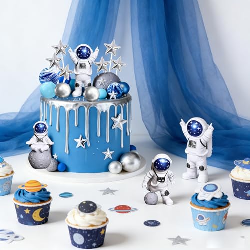 Astronaut Space Cake Toppers for Birthday Party Decorations