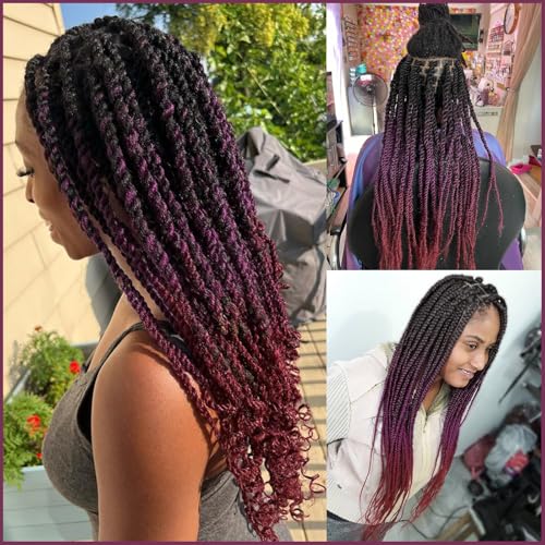 FAYETA 28 Inch Ombre Braiding Hair - Pack of 8 (1B/Purple/Bug)