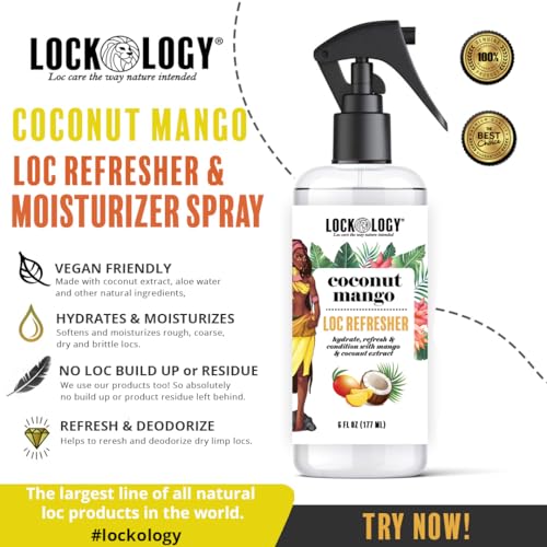 Lockology Coconut Mango Loc Moisturizer Spray for Dreadlocks & Starter Locs