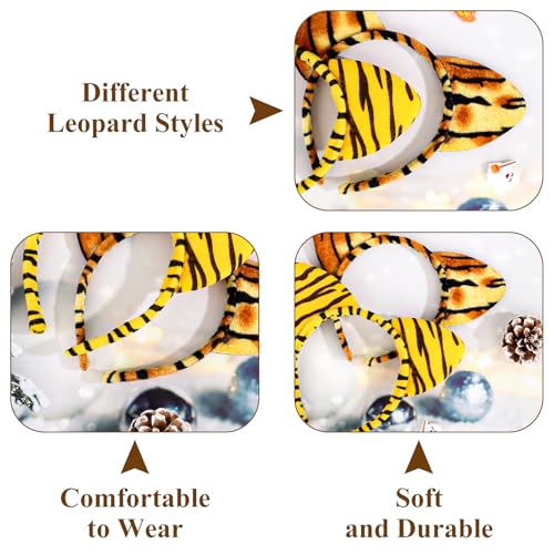 YARIEW Cat Ear Headbands for Women - Leopard Print 12-Pack Costume Set