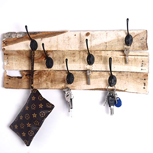 Heavy-Duty Wall Mounted Coat Hooks - Pack of 10, Black Metal