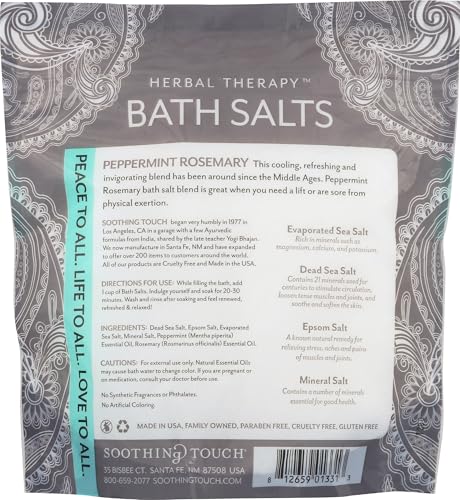 Soothing Touch Peppermint Rosemary Bath Salts, 32 oz Muscle Relief Soak
