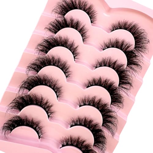 Cat Eye False Eyelashes - 7 Pairs 5D Faux Mink Wispy Strip Lashes