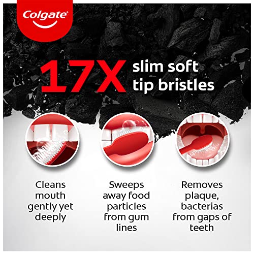 Colgate SlimSoft Charcoal Toothbrush Set of 4 - Gentle Deep Clean