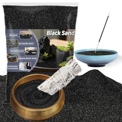RAINFLOW 15oz Black Quartz Sand for Crafts, Decor & Zen Gardens