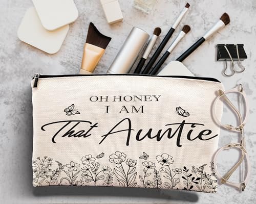 Auntie Gifts Makeup Bag - Travel Cosmetic Organizer for Aunt from Niece