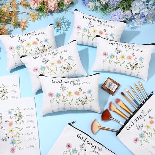 Chunful 10-Pack Inspirational Canvas Makeup Bags - White Religious Gift
