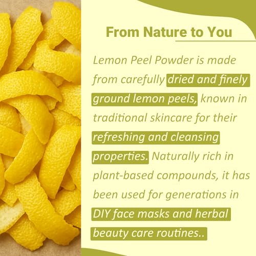 Lemon Peel Powder for Skin & Hair Care - 100% Natural, Vegan, 227g