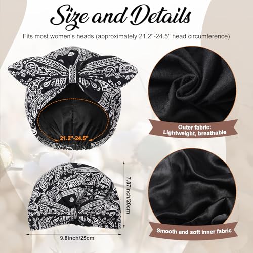 Funtery Double-Layer Satin Lined Turban for Women - 4-Pack Cotton Headwear