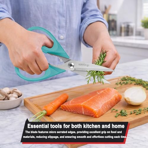 iBayam 8-Inch Kitchen Scissors - Heavy Duty Utility Shears, 2-Pack