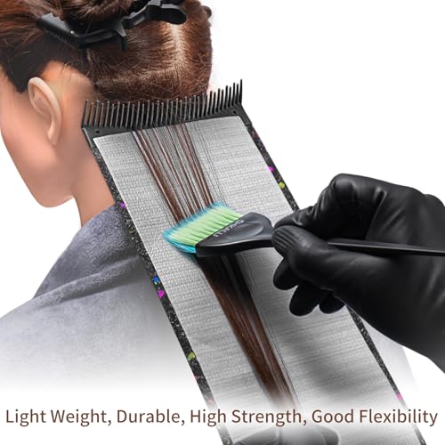 Professional Carbon Fiber Hair Coloring Board with Comb Teeth, Lightweight Slim Bleaching Board for Salon Hair Highlighting Balayage (Glitter Black S_130345)