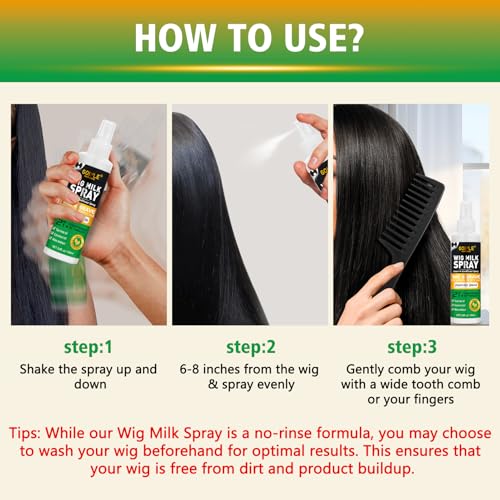 Goiple Wig Milk Spray Wig Spray for Synthetic Hair, Leave-In Conditioner for Hair Wigs, Conditioner £¦ Detangler 2 in 1 Moisturizer, Hydrates & Replenishes Synthetic Wigs Easy Combing (3.4 fl oz)