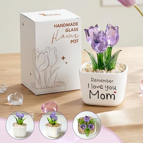 Mini Purple Glass Tulip - Heartfelt Gift for Mom