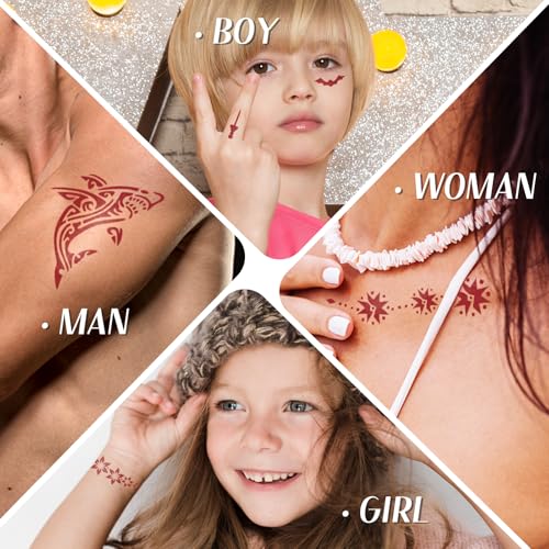 Cherry Red Temporary Tattoo Cone Kit - Vibrant Skin Art Paste for Festivals & Parties