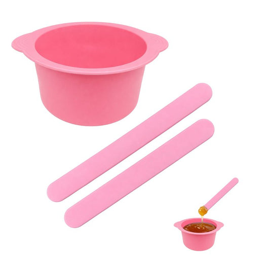 Silicone Wax Warmer Liner, Non-Stick Reusable Wax Pot Insert for Wax Warmer, Easy-to-Clean Silicone Wax Bowl with 2 Wax Spatulas (Pink)