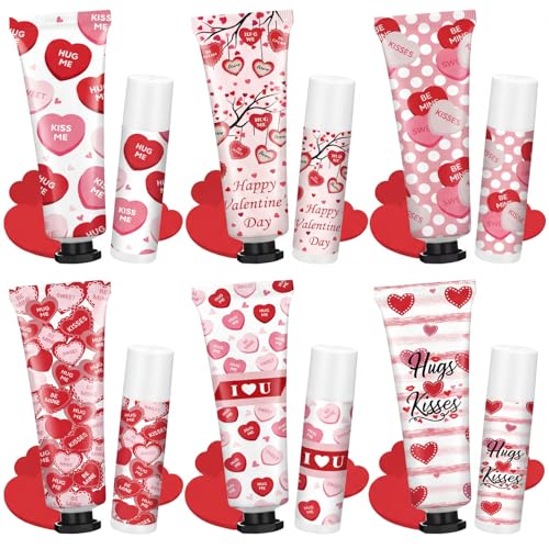 Demissle 12-Piece Hand Cream and Lip Balm Gift Set - Valentine Party Favors